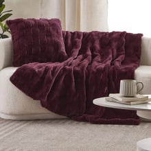 Basketweave Faux Fur Throw